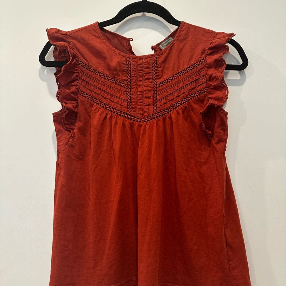 J.crew eyelet ruffle trim sleeveless top.